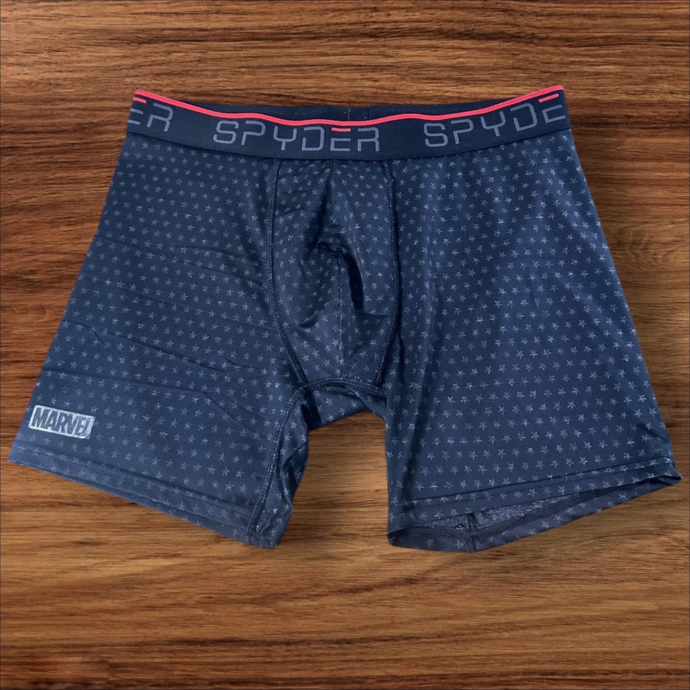 Spyder Marvel Boxer Briefs Men's Blue‎ Star Print Athletic Underwear